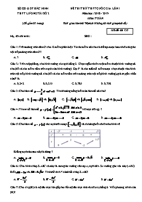 Đề thi thử THPT Quốc gia môn Toán lần 1 - Mã đề 135 - Năm học 2018-2019 - Trường THPT Lương Tài 2 (Có đáp án)